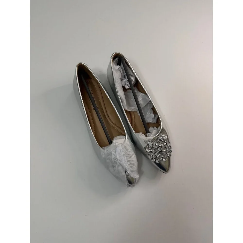 NWB Journee Collection Renzo Slip On Pointed Toe Ballet Flats Silver Size 7.5 W - Picture 5 of 7